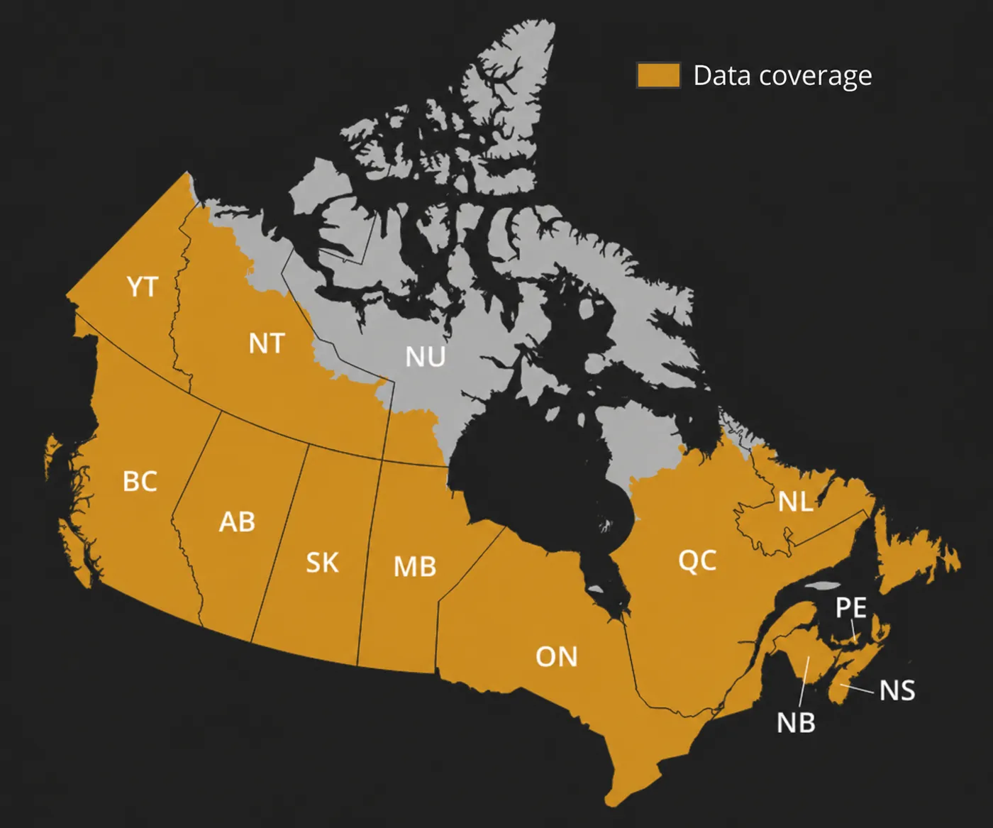 Fire Hazard coverage map showing all of Canada except Nunavut and the northern tip of Quebec